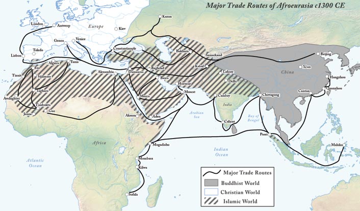 Major Trade Routes of Afroeurasia c1300 CE